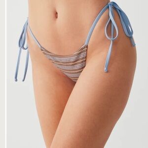 Frankie’s Bikinis Divine Striped Skimpy Bikini Bottom - Ocean Stone NWT size S